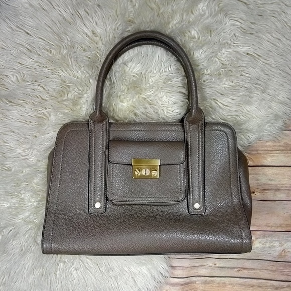 3.1 Phillip Lim | Large Taupe-Grey Faux Leather Top Zipper Handle Satchel Bag - Picture 2 of 8